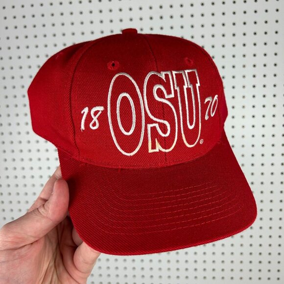 Ohio State OSU Buckeyes Snapback Hat Russell Athletic Stitched 90s Vintage Wool - Picture 2 of 7